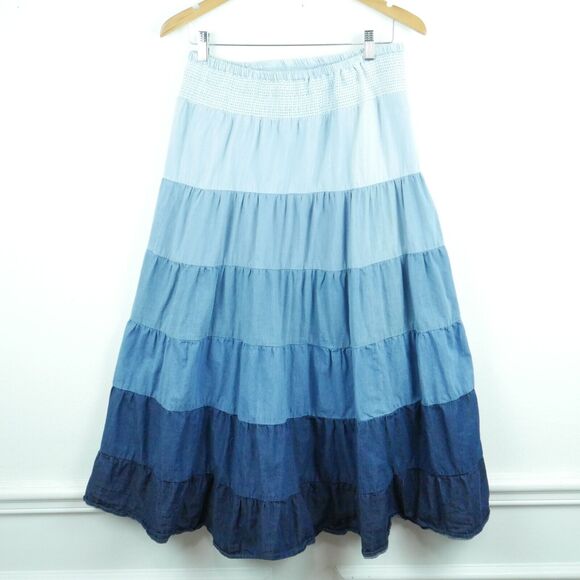 Vintage Dresses & Skirts - Vintage Small Skirt Y2K Tiered Ombre Midi Western Boho Festival Cottagecore Full